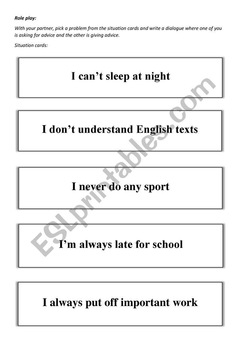 Advice worksheet