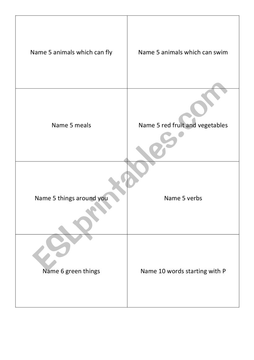 Garden game worksheet