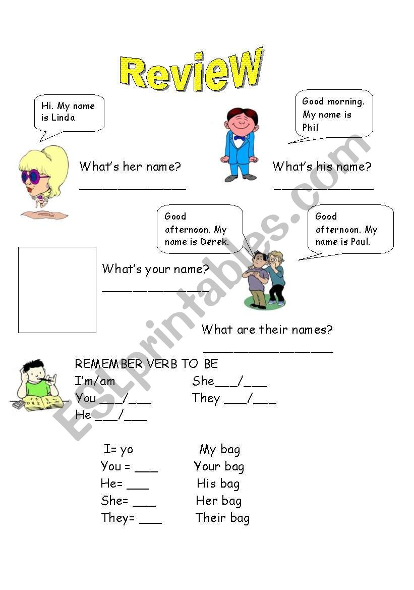 Exercises as a review of verb to be for kids