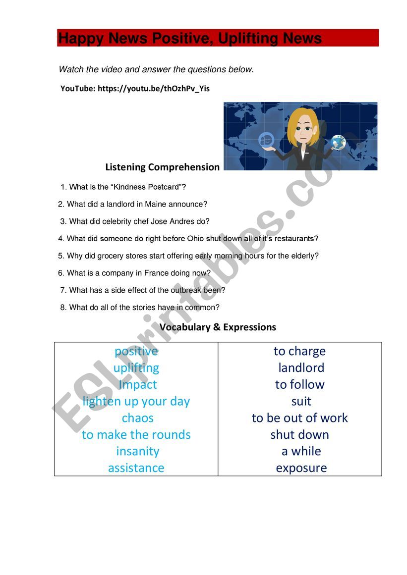 Happy News Positive worksheet