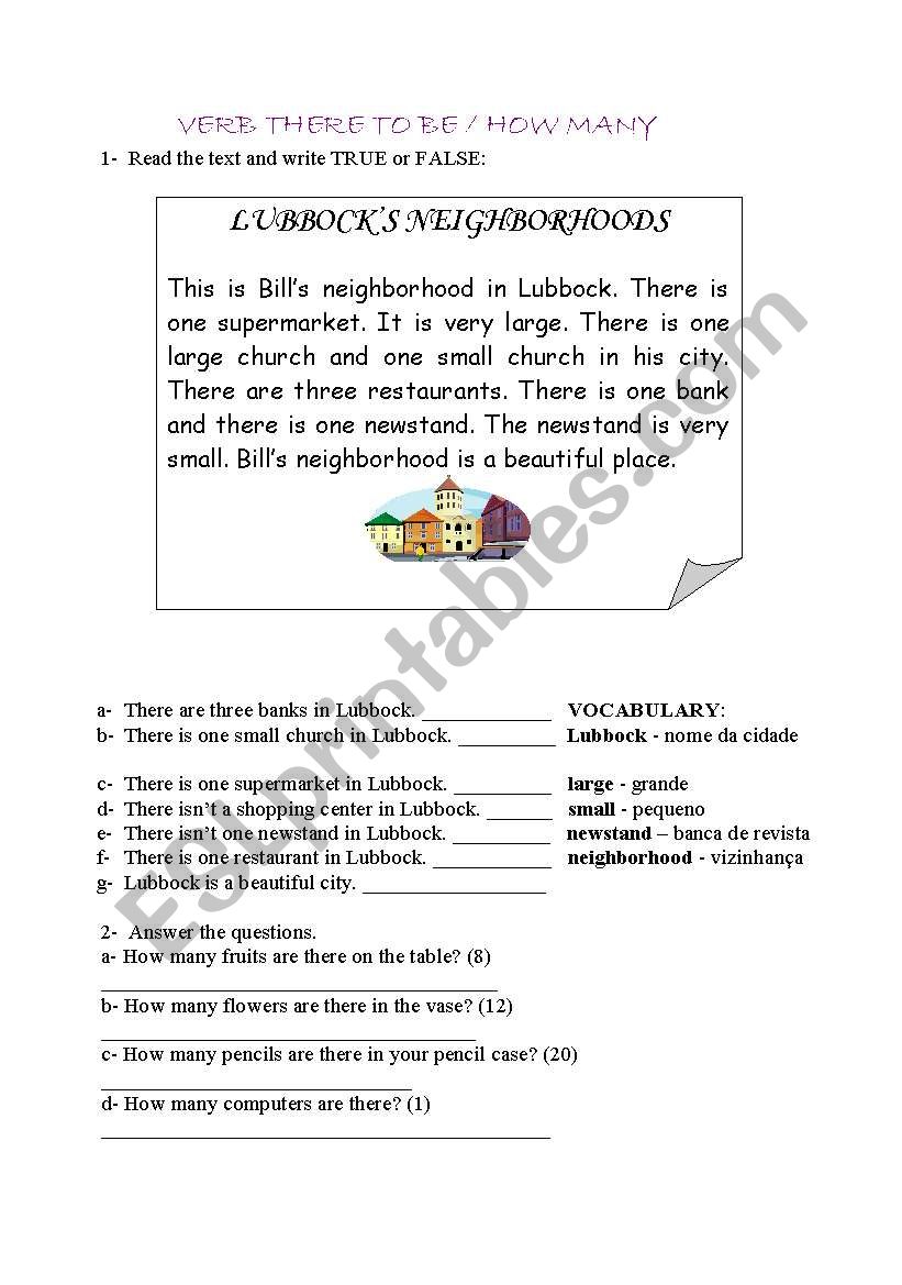 VERB THERE TO BE/HOW MANY worksheet