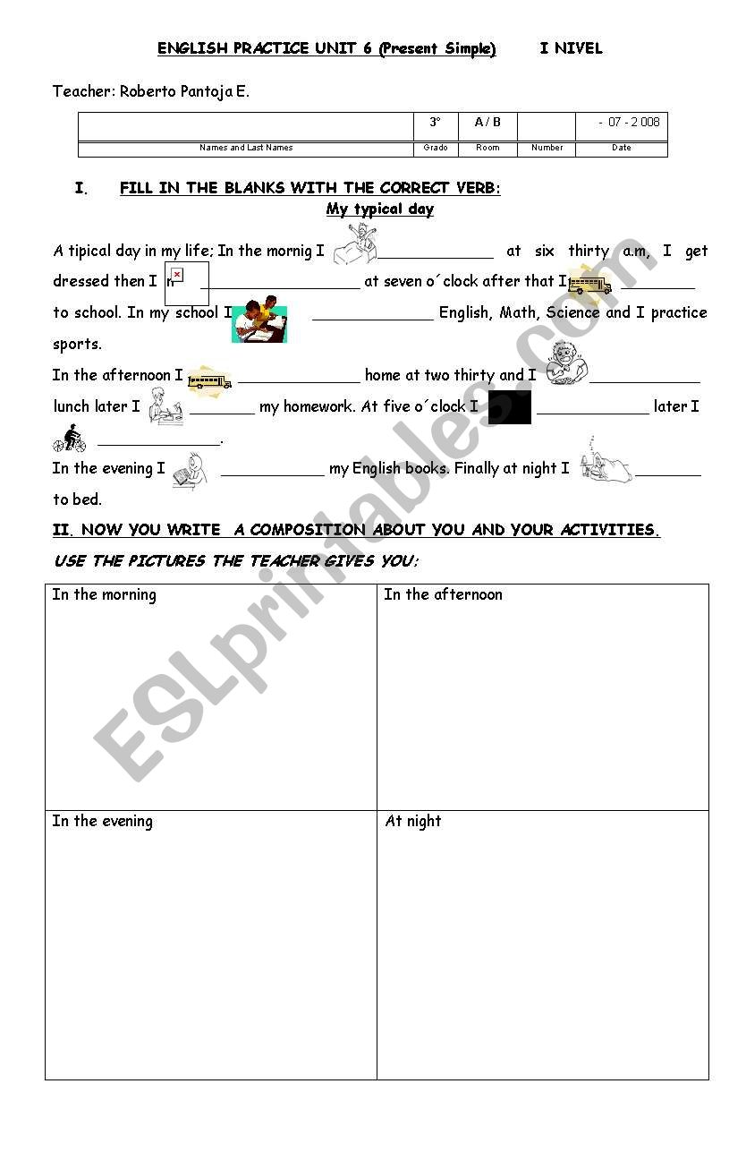 Simplre Present writing activity