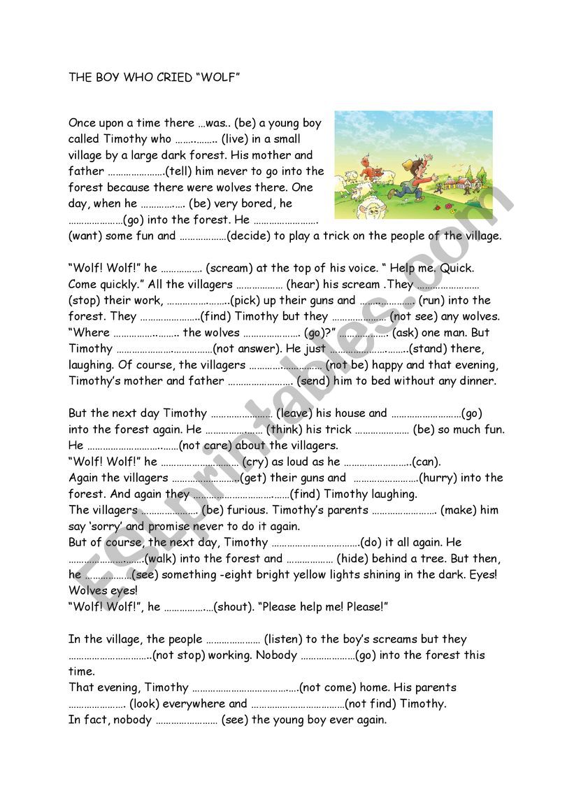 Past Simple Activity- The boy who cried �wolf�