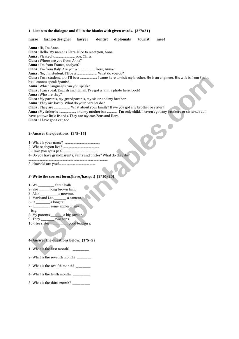 9. grade 1-2 unit quiz worksheet