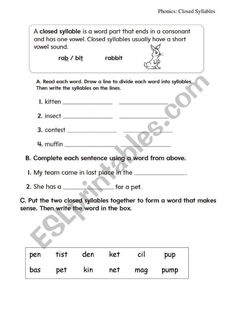 closed-syllable-practice-esl-worksheet-by-daisyyyyyy