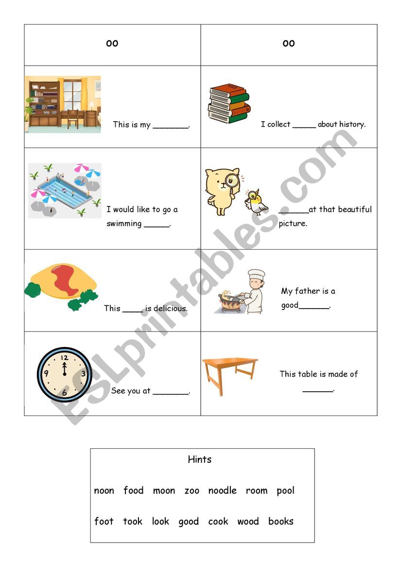 phonics(oo) worksheet