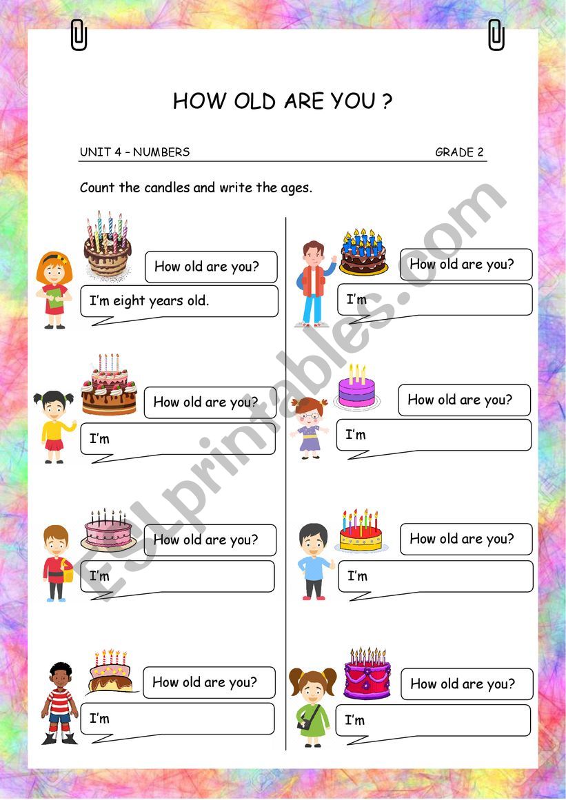 Numbers 1-10 How old are you? worksheet