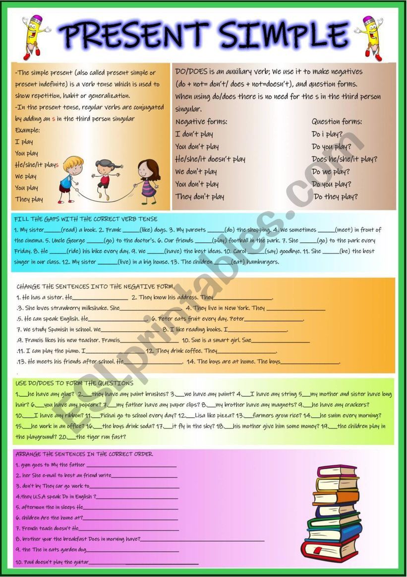 Present simple worksheet