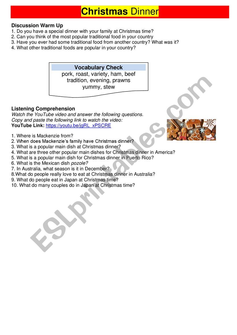 Christmas worksheet