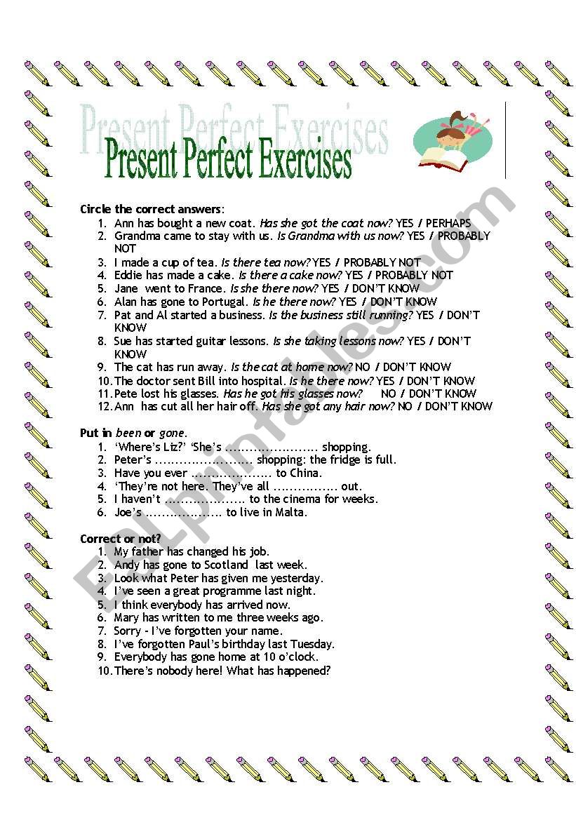 Present Perfect worksheet