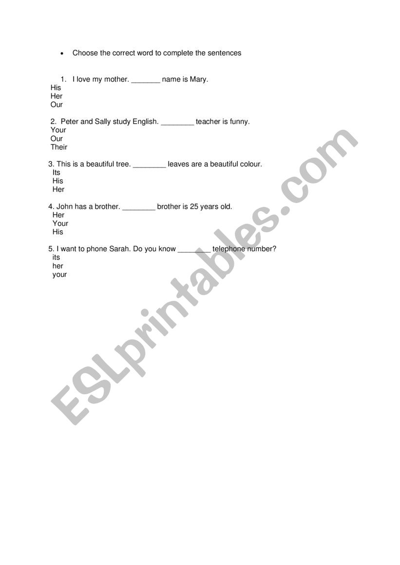 Pronouns worksheet