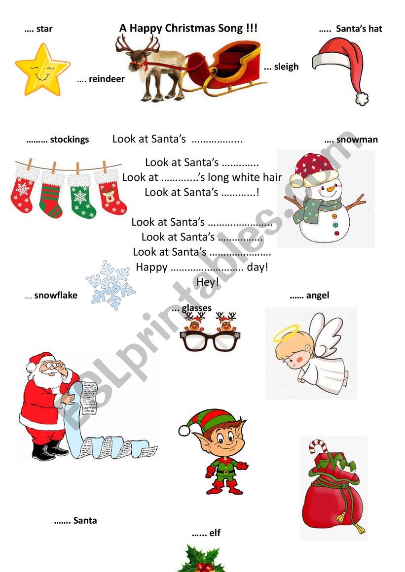 A Happy Christmas Song worksheet