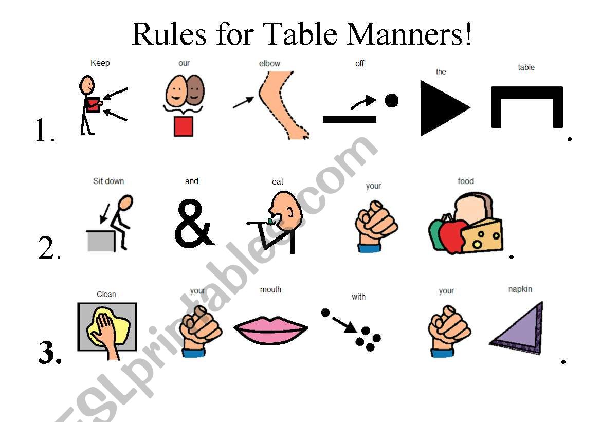 Table Manners worksheet