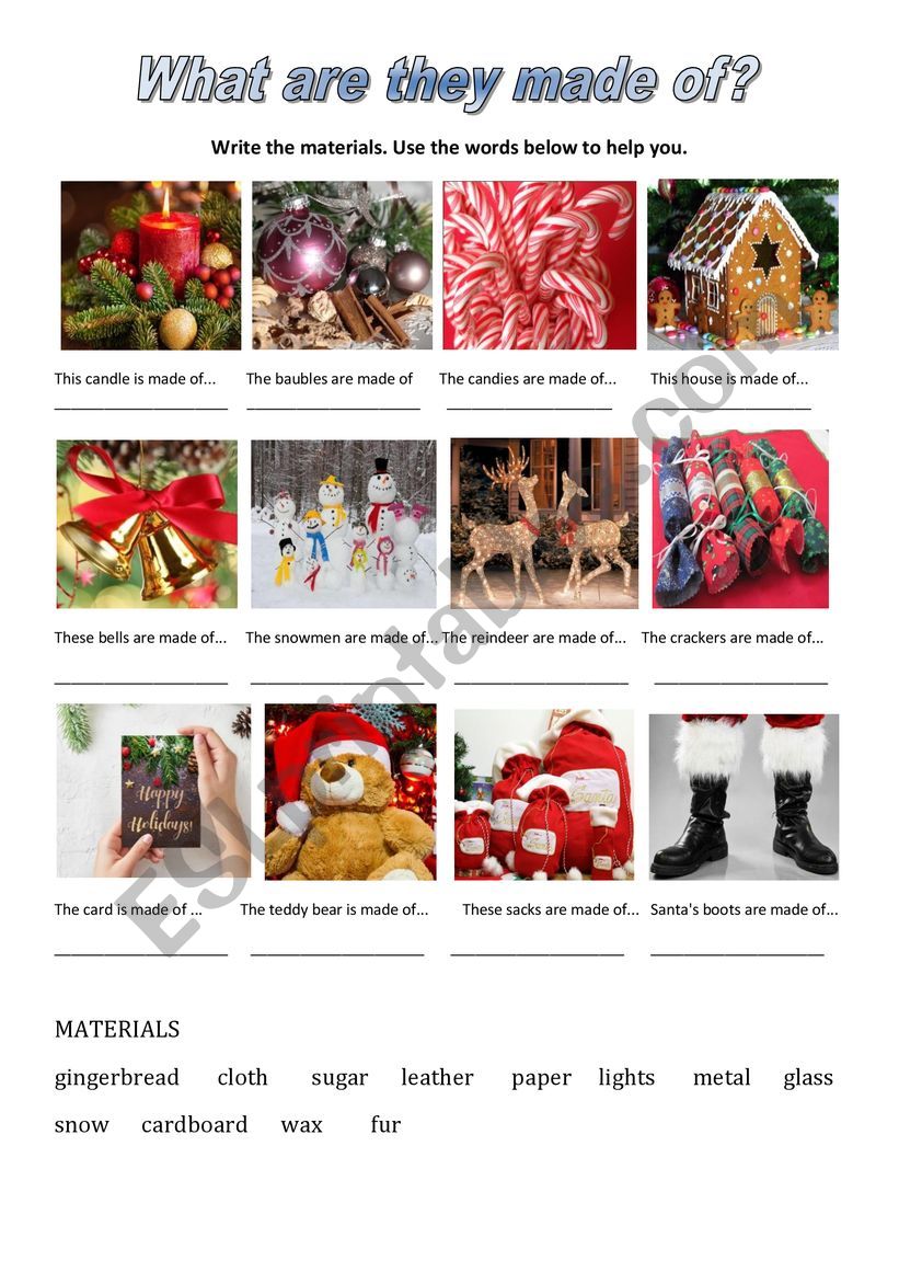 What Christmas is made of? worksheet