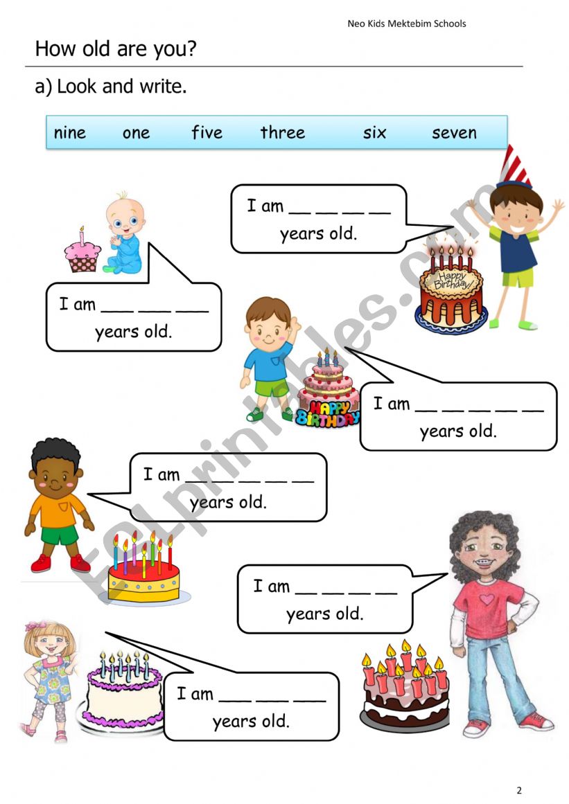 How old are you ? worksheet