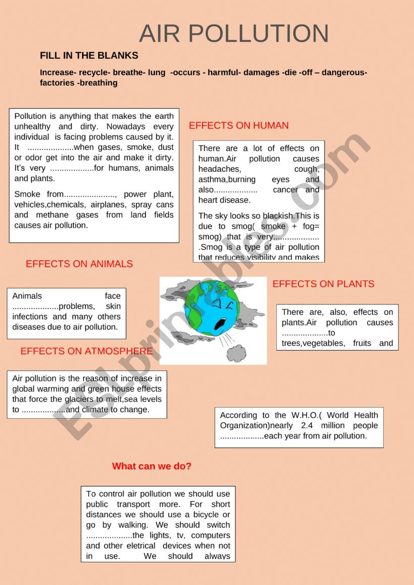 AIR POLLUTION worksheet