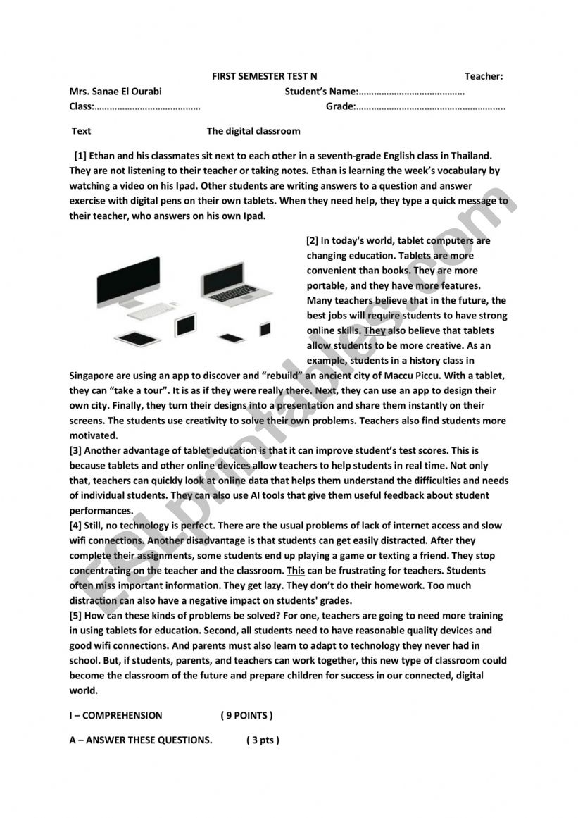 2BAC TEST worksheet