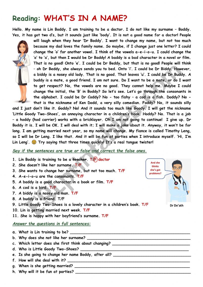 RC: whatÃ¯Â¿Â½s in a name? worksheet