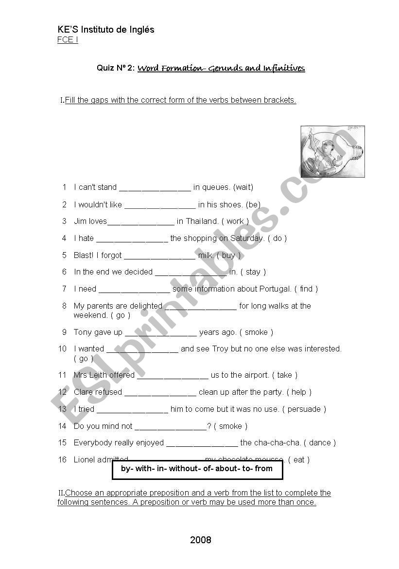 Gerunds vs. Infinitives worksheet