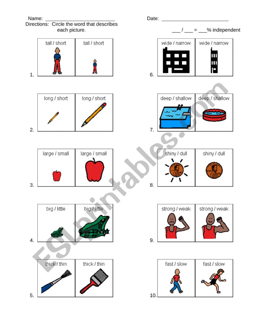 Adjectives worksheet