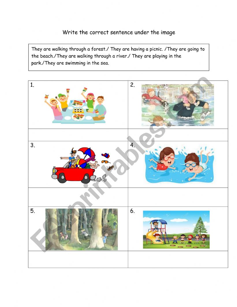 Fun outdoor activities worksheet