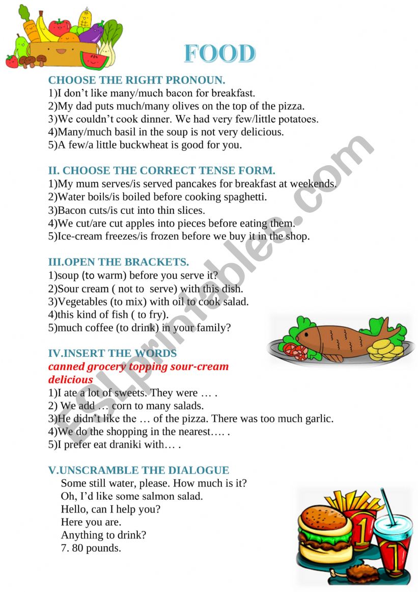 FOOD worksheet