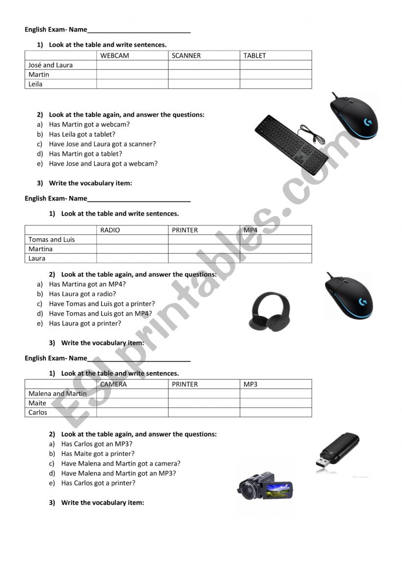 Have got & Tech worksheet