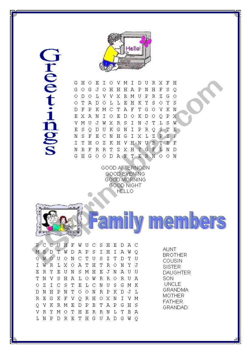 Word search worksheet