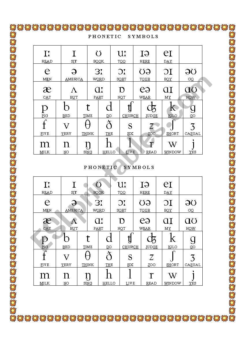 phonetic symbols worksheet
