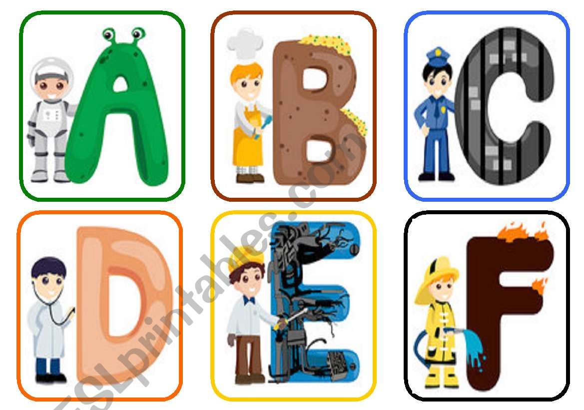 a -z flashcards with occupations