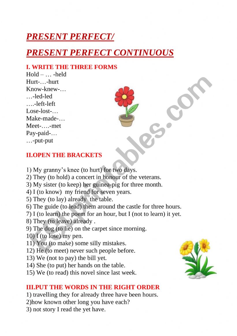 PRESENT PERFECT/PRESENT PERFECT CONTINUOUS