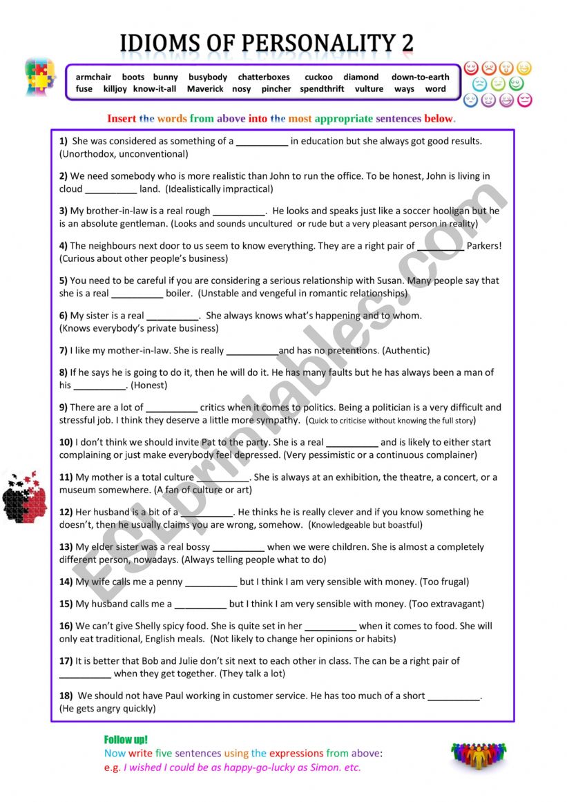 Idioms of Personality 2 worksheet