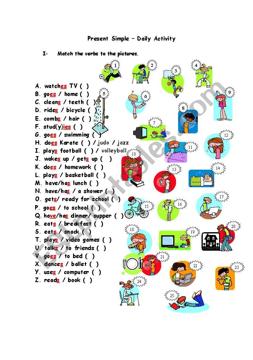 Daily Verbs Worksheet