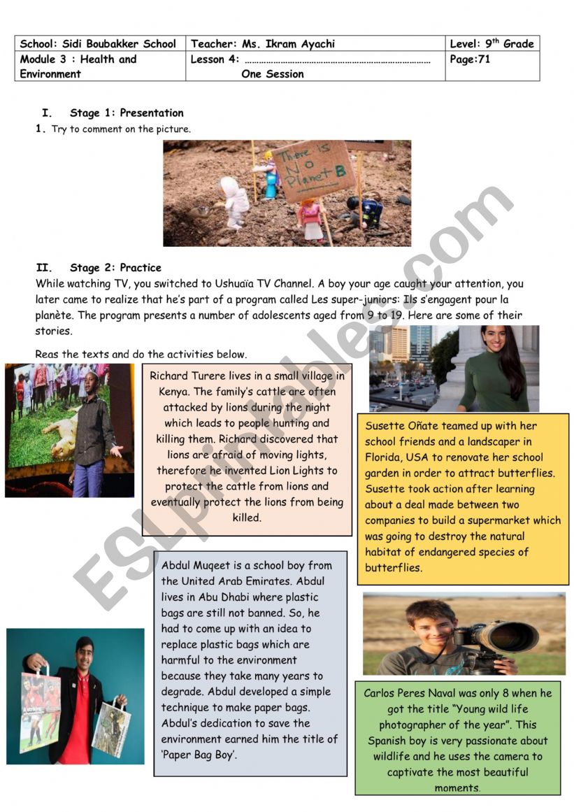 9th Grade - Module 3 - Lesson n 4 - Save The Earth