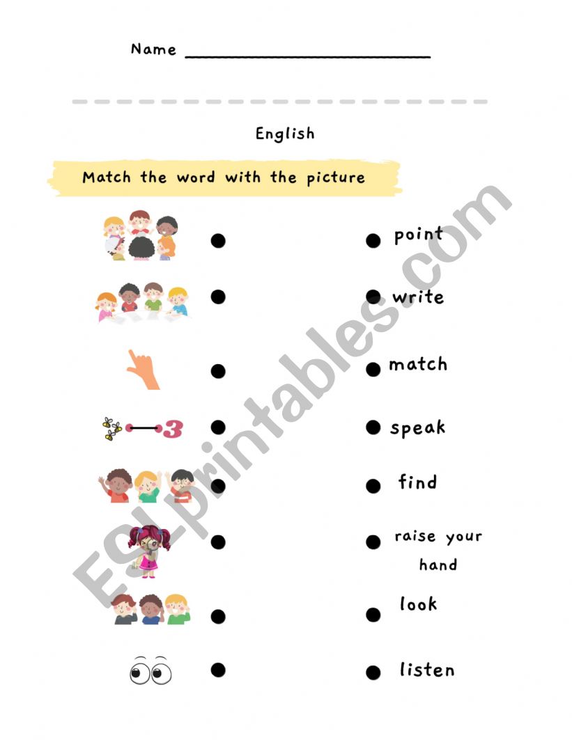 Verb in classroom worksheet