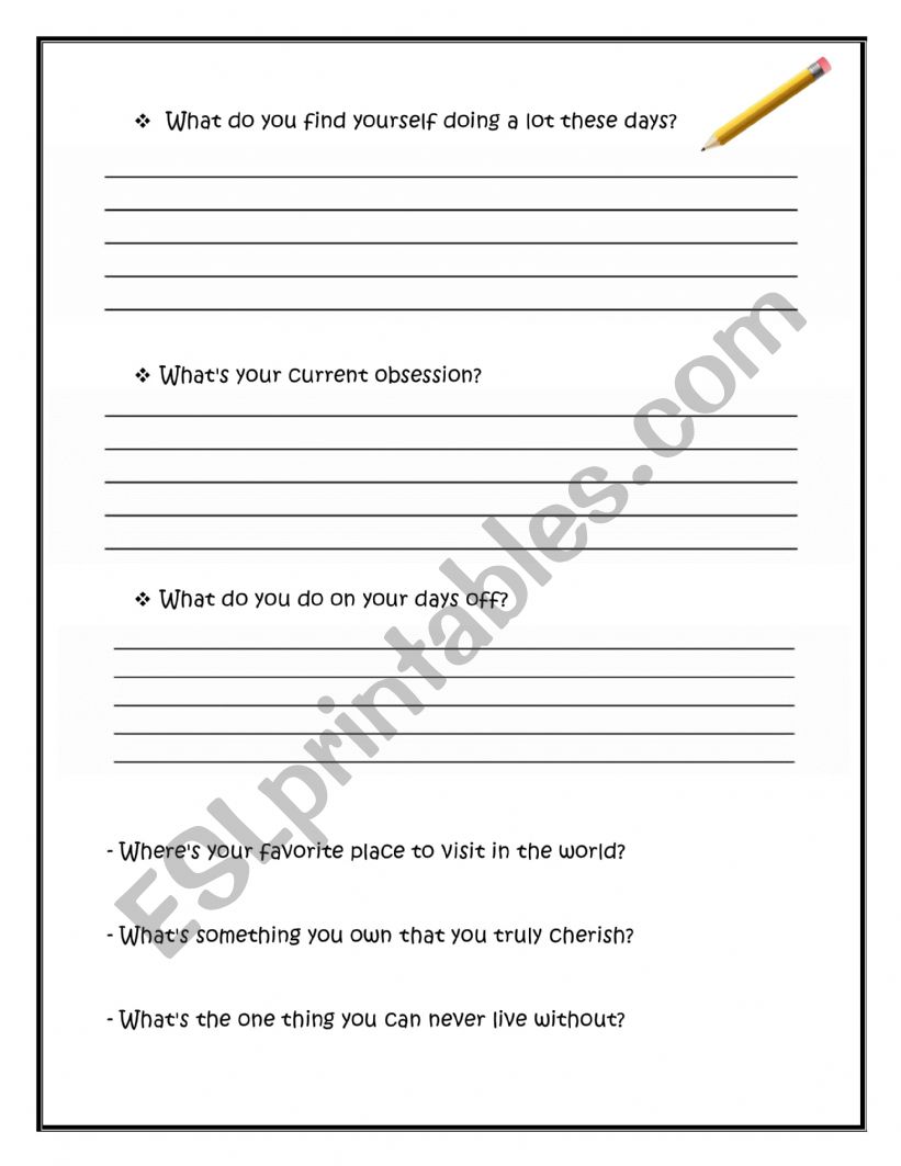 73 questions with Selena worksheet
