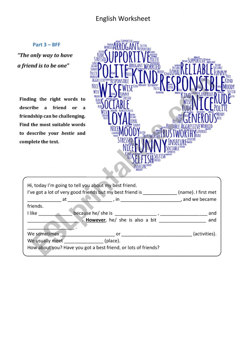 My BFF / My bestie worksheet