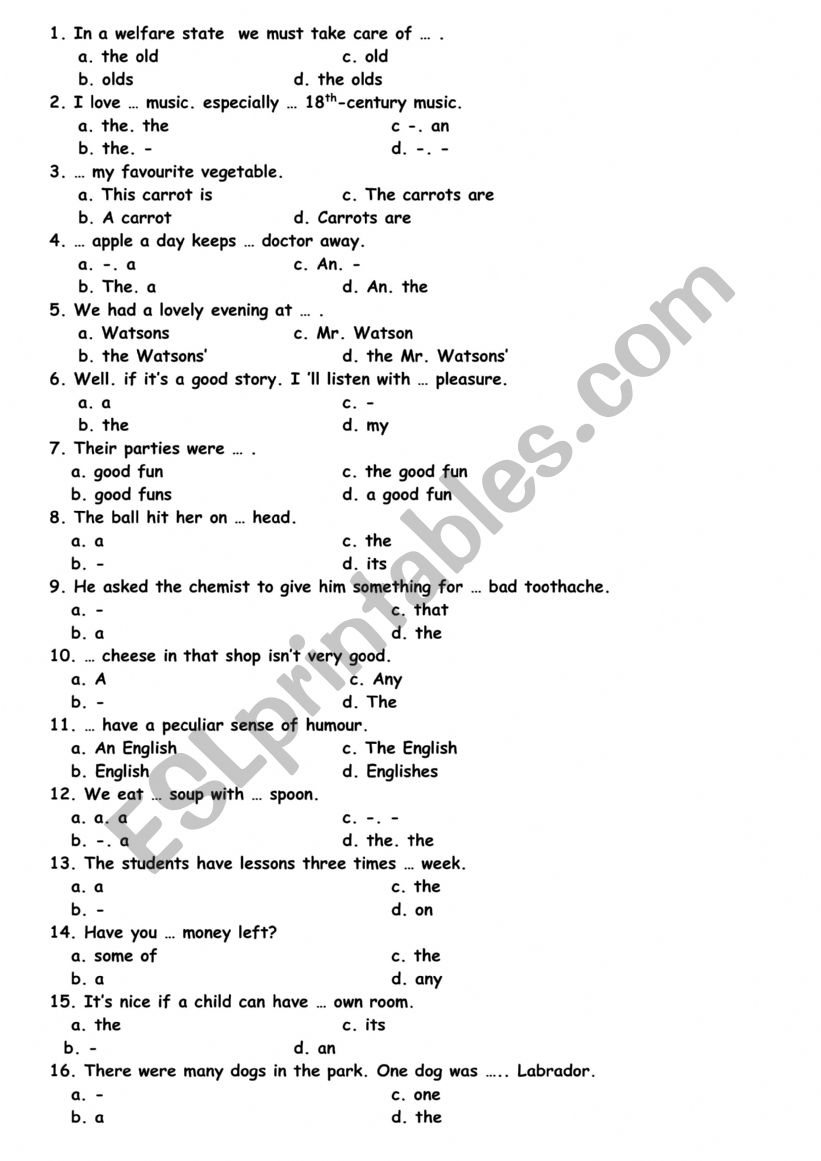 Article Quiz Esl Worksheet By Baha9494 Article Quiz Esl Worksheet By Baha9494