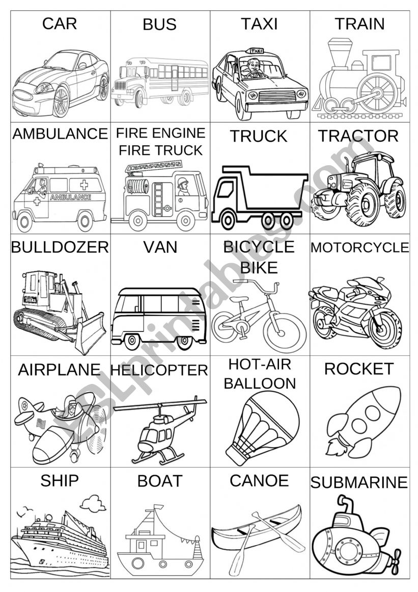 Means of Transportation - Pictionary