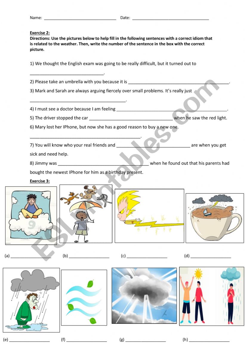 Weather idioms worksheet worksheet