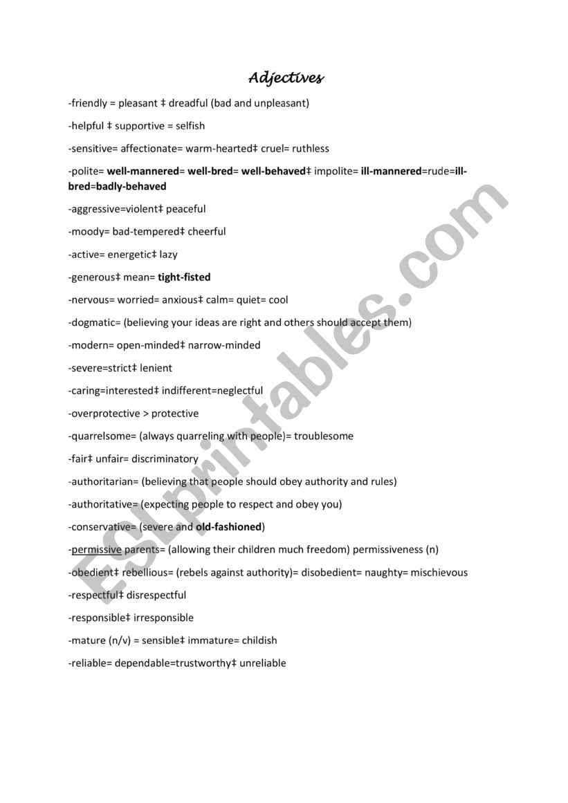 Compound Adjectives  worksheet