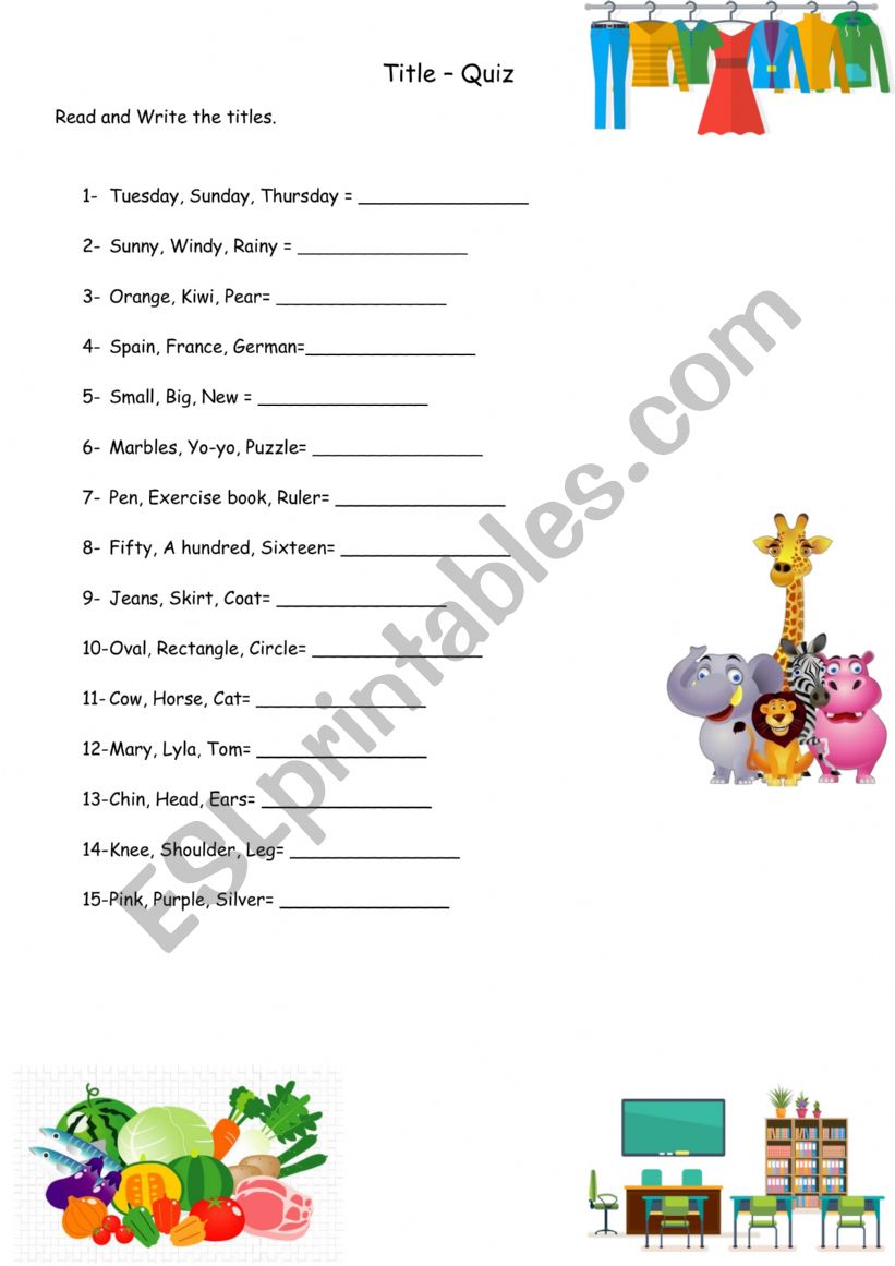 Title - Quiz worksheet