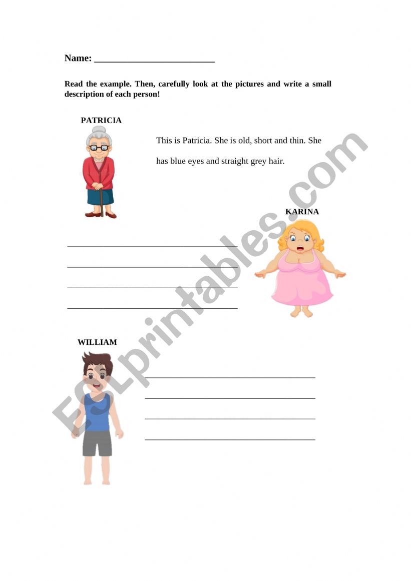 Describing People worksheet