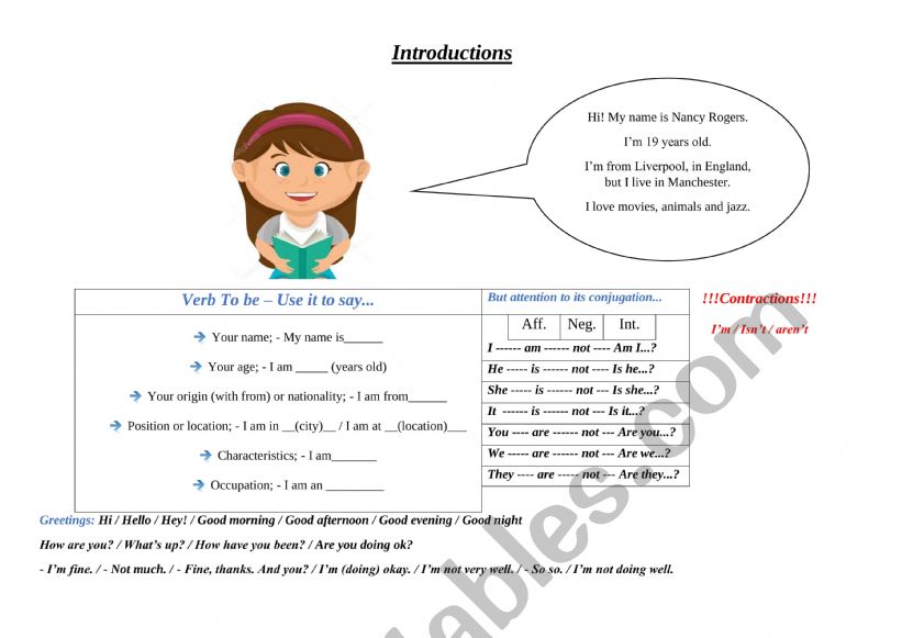 Verb to be - basic rules worksheet