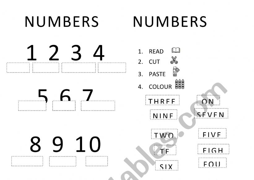 NUMBERS 1-20 worksheet