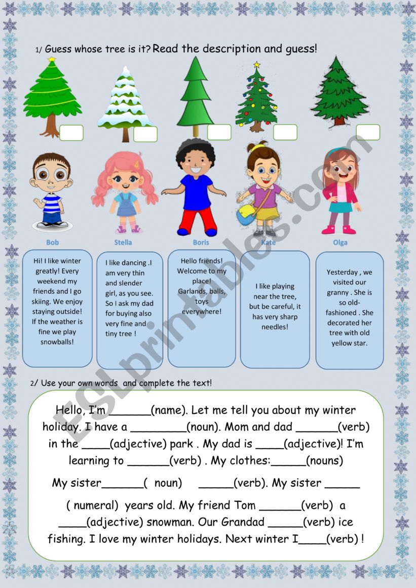 Winter Holidays! worksheet