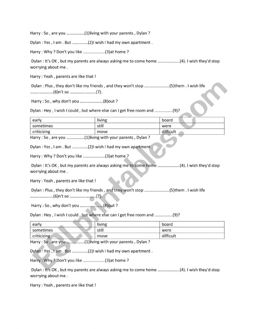 Interchange 2 unit  3 worksheet