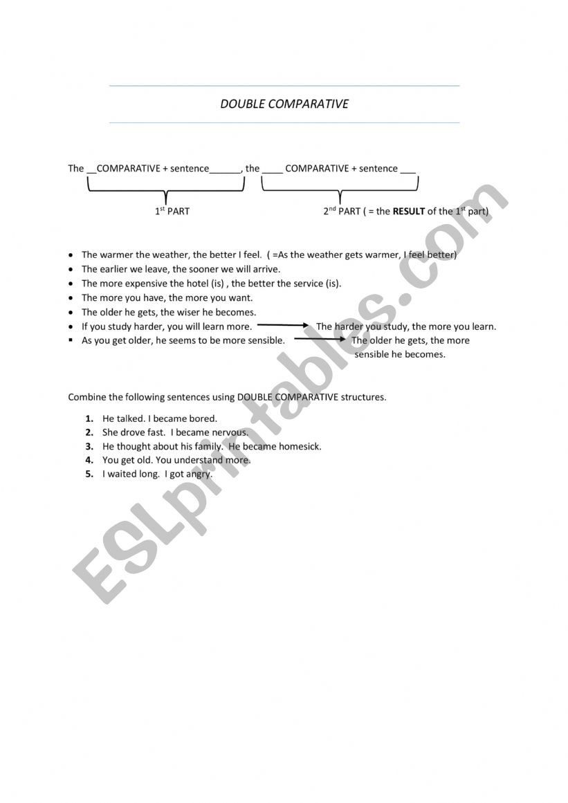 Double comparative worksheet