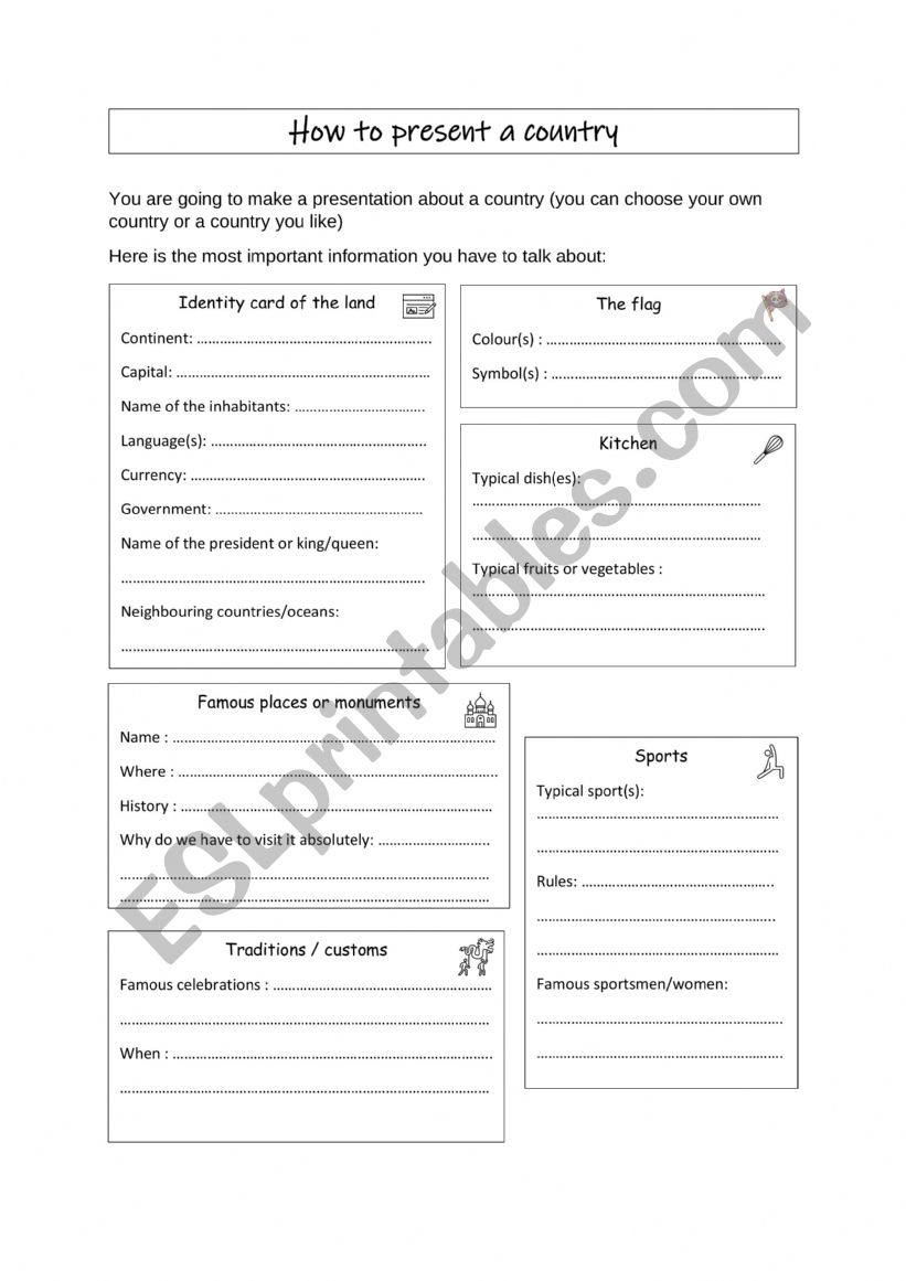 How to present a country worksheet