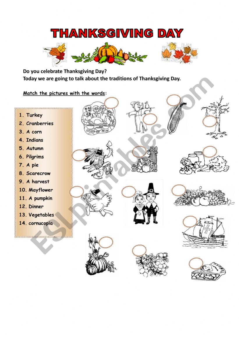 Thanksgiving worksheet